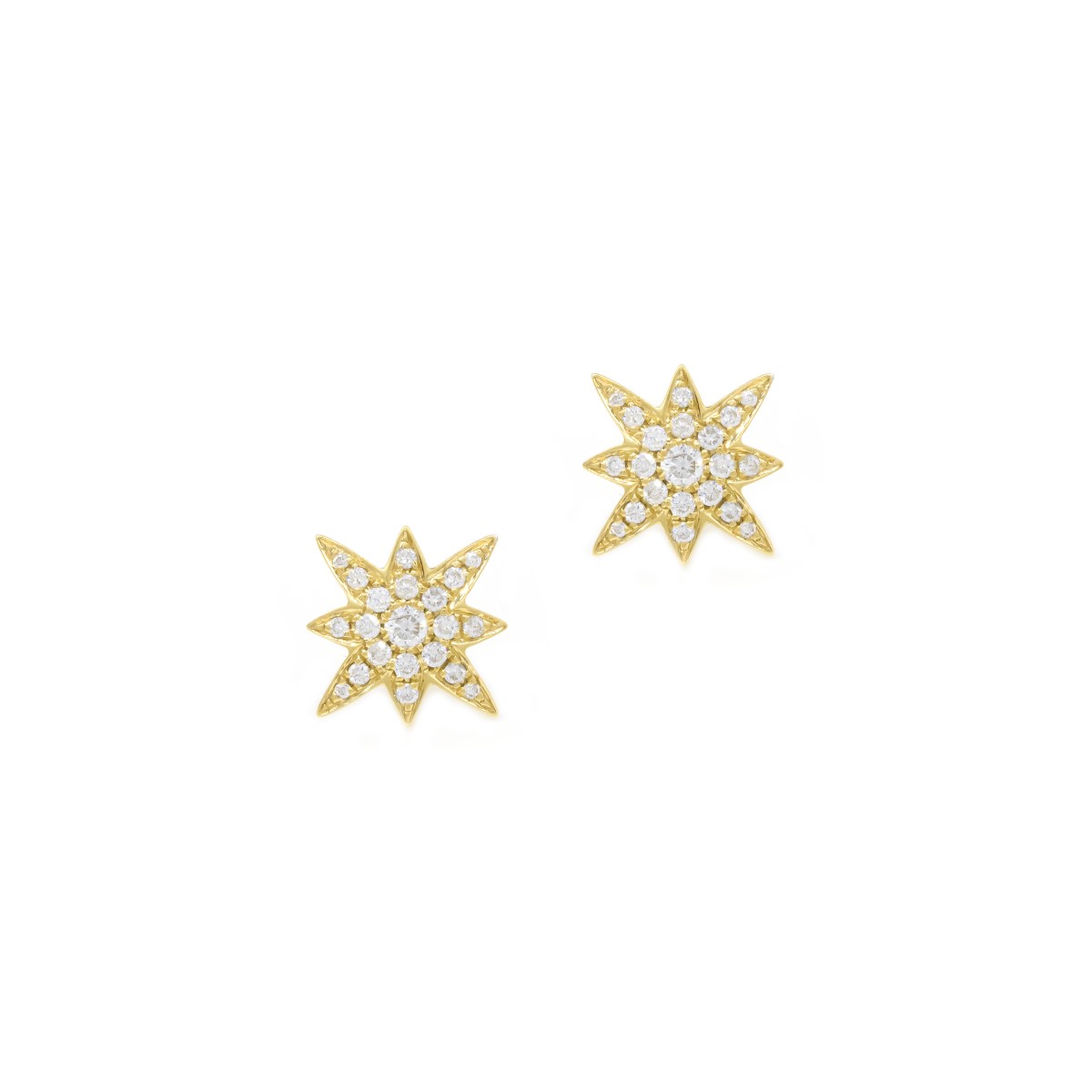 Aretes Diamantesta Estrella en Oro amarillo 18K con Diamantes