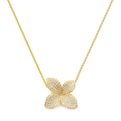Collar Flor en Oro 18k con Diamantes