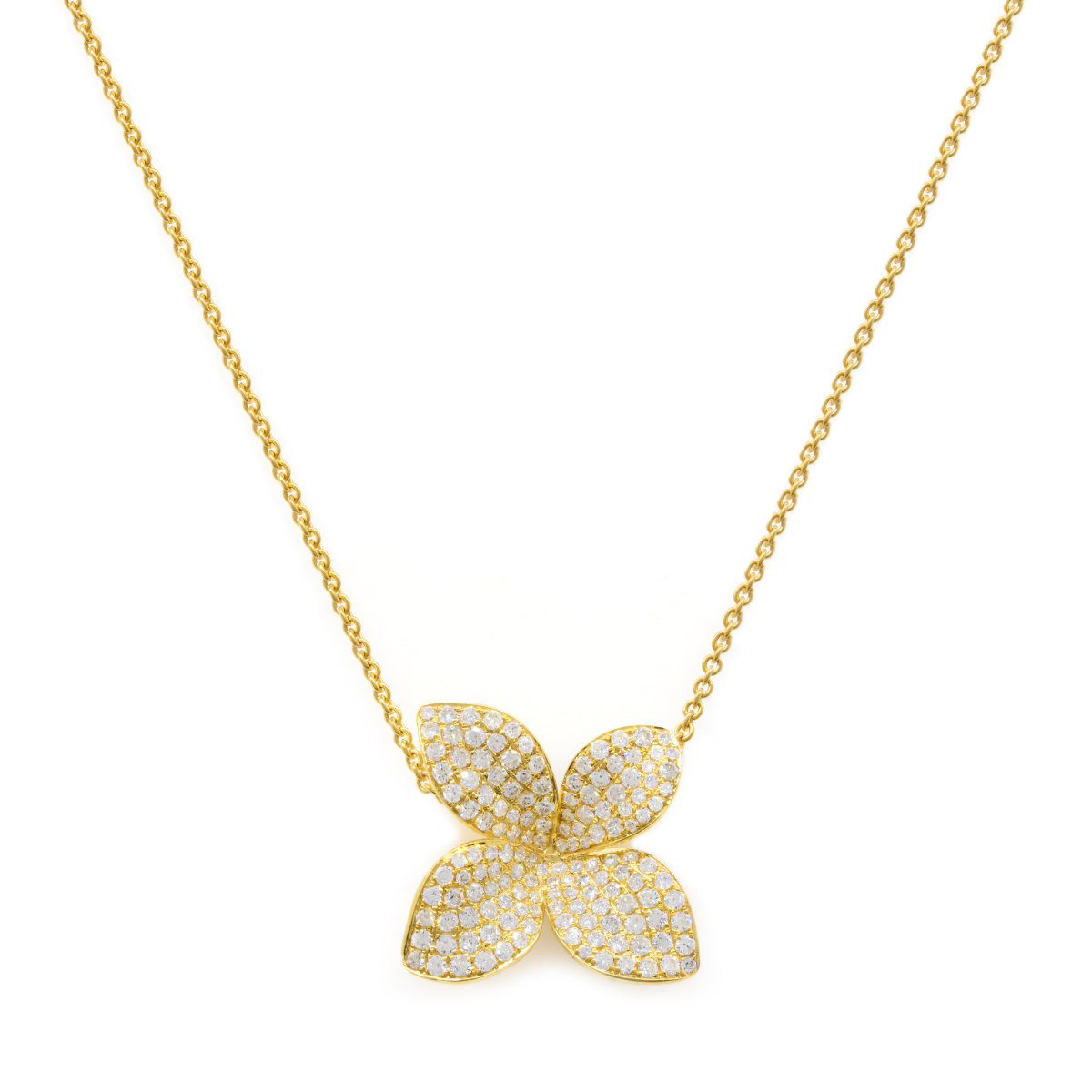 Collar Diamantesta Flor en Oro Amarillo 18k con Diamantes