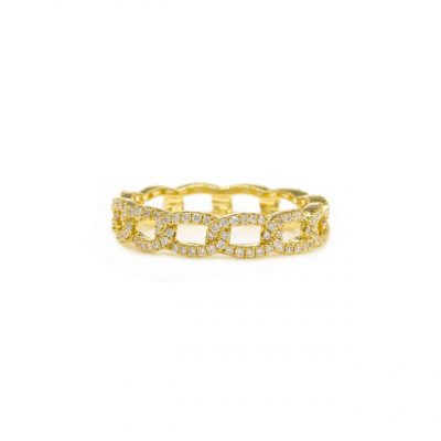 Sortija Diamantesta Eslabones Cartier en Oro Amarillo 18K con Diamantes