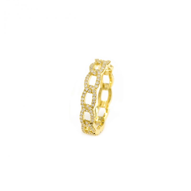 Sortija Diamantesta Eslabones Cartier en Oro Amarillo 18K con Diamantes