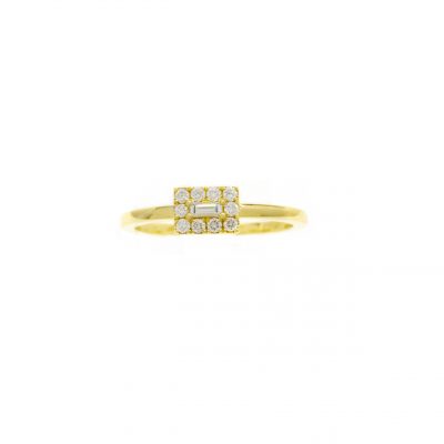 Sortija Diamantesta Rectangular en Oro Amarillo 18K con Diamantes