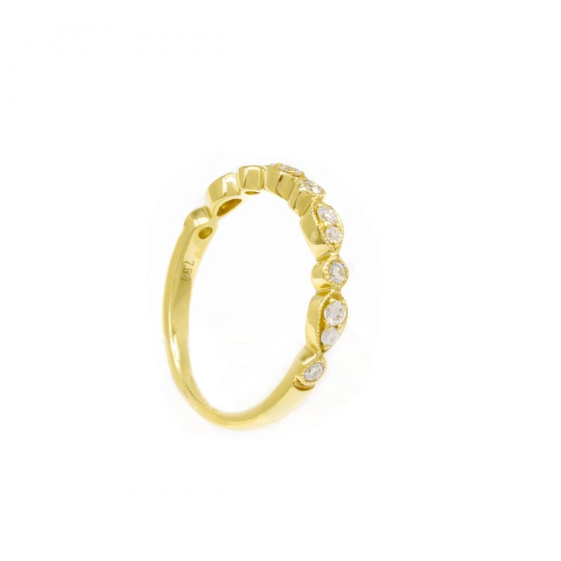 Sortija Riviere Diamantesta en Oro Amarillo 18K con Diamantes