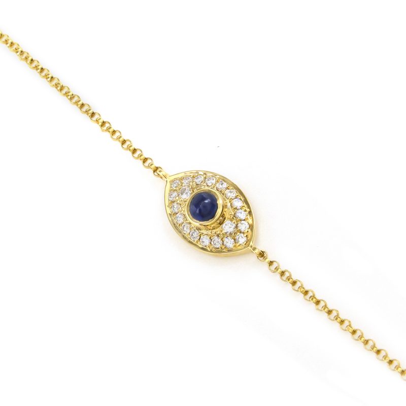 Pulsera Biru Ojo Turco en Oro Amarillo 18K con Diamantes