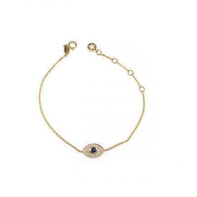 Pulsera Biru Ojo Turco en Oro Amarillo 18K con Diamantes