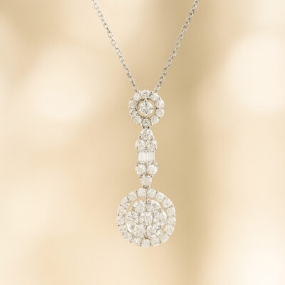 Collar Diamantesta Roseta en Oro Blanco 18K con Diamantes