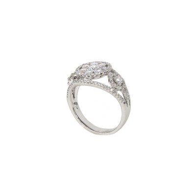 Sortija Diamantesta Roseta en oro Blanco 18K con Diamantes