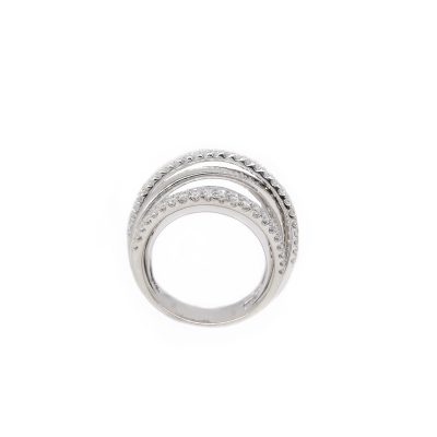 Sortija Diamantesta Lineal en Oro Blanco 18K con Diamantes