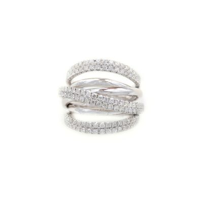 Sortija Diamantesta Lineal en Oro Blanco 18K con Diamantes