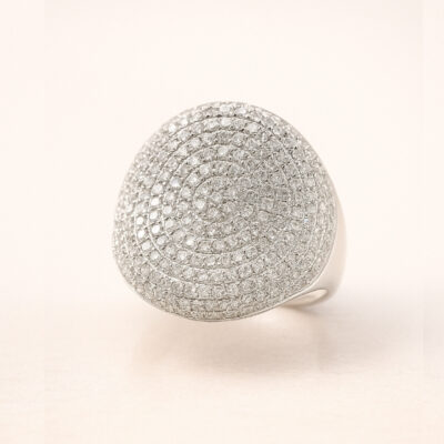 Sortija Diamantesta Pavée en Oro Blanco 18K con Diamantes