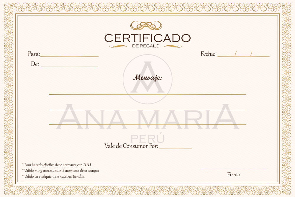 Ana Maria Perú | Certificado de Regalo
