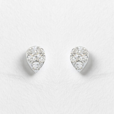 Aretes Diamantesta Lágrima en Oro Blanco 18k con Diamantes