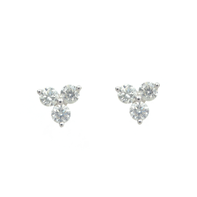 Aretes Diamantesta Trébol en Oro Blanco 18k con Diamantes