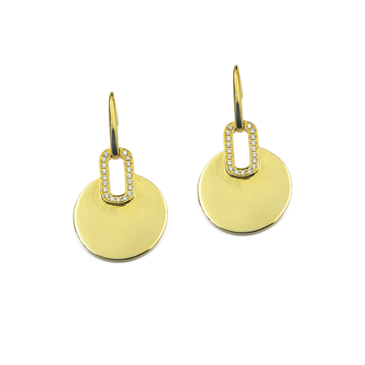 Aretes Círculo con Eslabón en Oro 18k con Diamantes