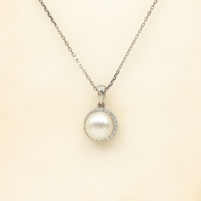 Collar Love Pearls en Oro Blanco 18k con Diamantes