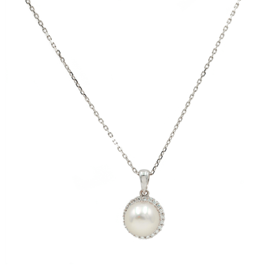 Collar Love Pearls en Oro Blanco 18k con Diamantes