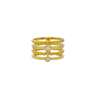 Sortija líneas de Diamante en Oro Amarillo 18k