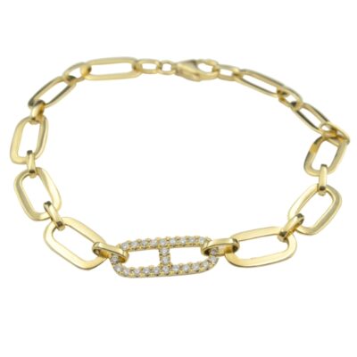 Pulsera Diamantesta Eslabón Moda en Oro Amarillo 18k con Diamantes