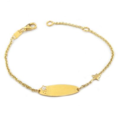 Pulsera Kids Placa Oval en Oro Amarillo 18k