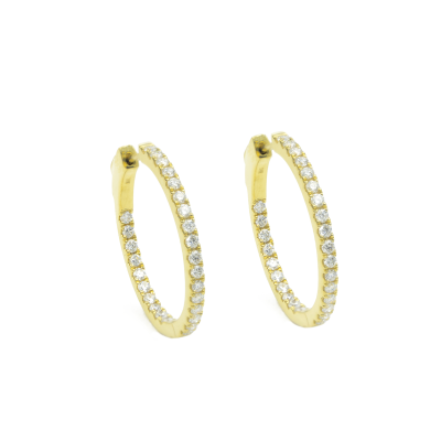 Argollas Diamantesta Ovalada en Oro Amarillo 18k con Diamantes