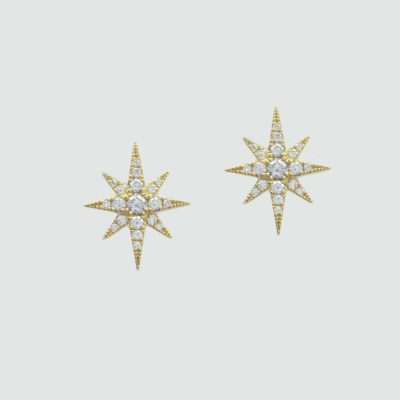 Aretes Diamantesta Estrella en Oro Amarillo 18k con Diamantes
