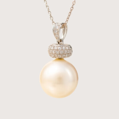 Dije Love Pearl Pure Uk South Sea & Diamantes de oro blanco 18K