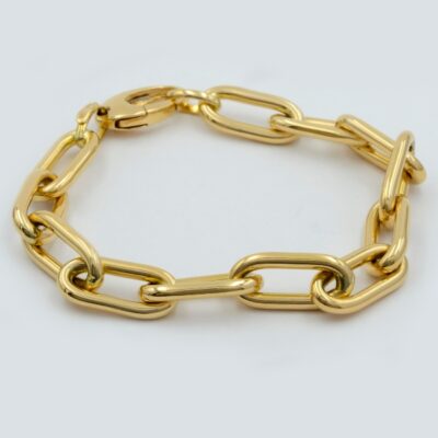 Pulsera eslabones lazo tubos en oro amarillo 18k