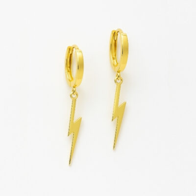 Argollas con Rayo colgante en Oro Amarillo 18K