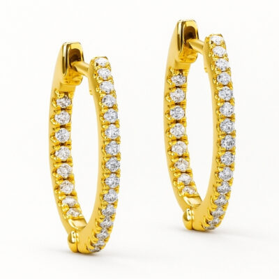 Argollas Chicas con brillantes por dentro y fuera en oro amarillo 18k