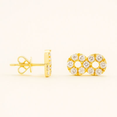 Aretes infinito de brillantes en Oro Amarillo 18K