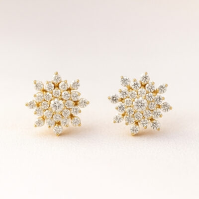 Aretes Shiny Flowers en Oro Amarillo 18K