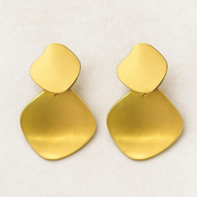 Aretes doble cuadrado en Oro Amarillo 18K