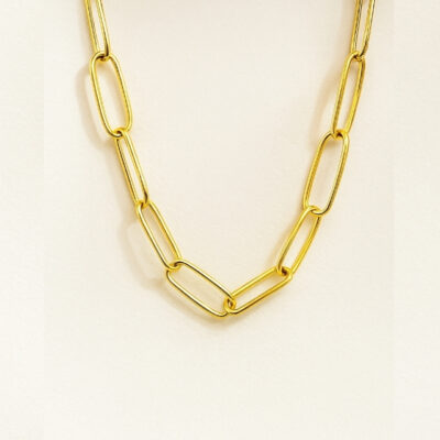 Collar de eslabones ovalados con cadena en oro amarillo 18k