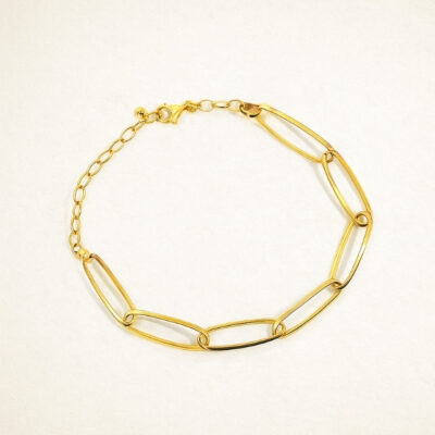 Pulsera de eslabones ovalados PaperClip en oro amarillo 18k