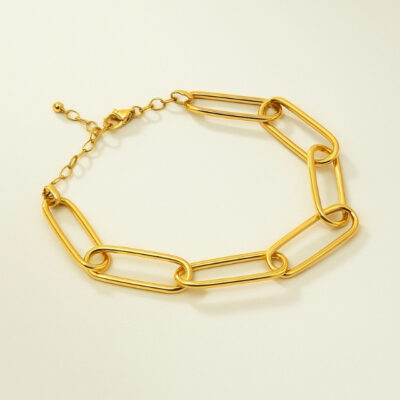 Pulsera de eslabones ovalados en oro amarillo 18k