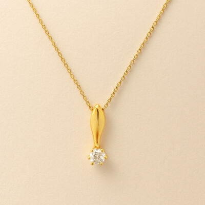 Collar solitario con diamantes amarillo 18K