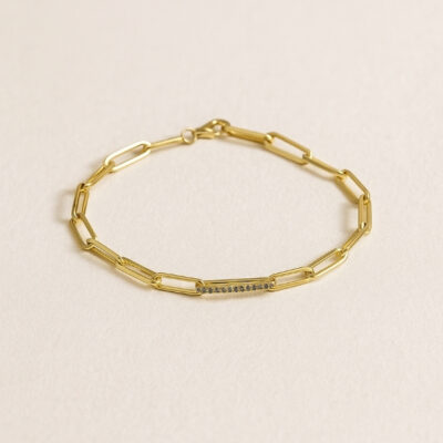 Pulsera eslabones con diamantes negros en oro amarillo 18 K