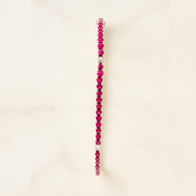 Tennis de rubí con diamantes en oro blanco 18K