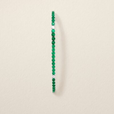 Tennis de esmeralda con diamantes en oro blanco 18K