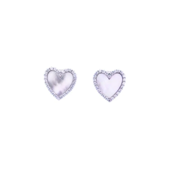 Joyas de Plata: Descubre la Elegancia y Durabilidad | Ana Maria Perú Aretes corazón de nácar con circones alrededor en plata 925