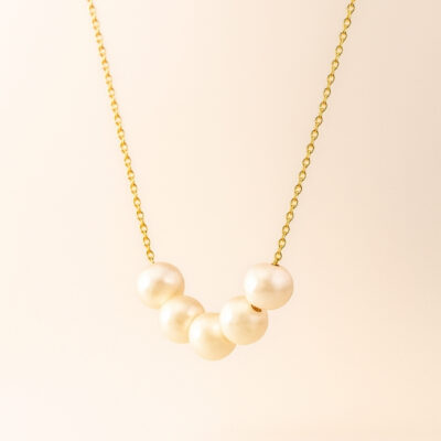 Collar de 5 Perlas de río en Oro Amarillo de 18k