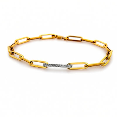 Pulsera Eslabones de Oro Blanco & amarillo 18k con diamantes.