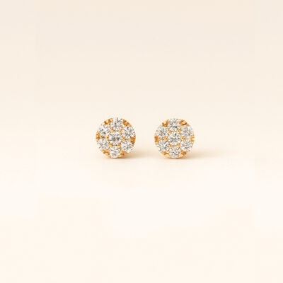 Aretes Diamantesta Roseta de Diamantes en Oro Amarillo 18K.