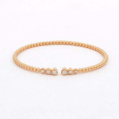 Bangle de Bolitas con Diamantes en Oro Amarillo 18K.