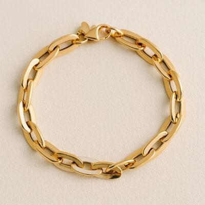 Pulsera Eslabones Ovalados planos en Oro Amarillo 18K.