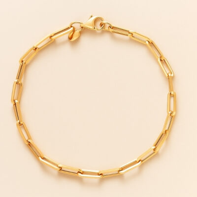 Pulsera Eslabones paper clip en Oro Amarillo 18K.