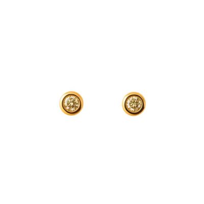 Arete botón de Diamante en Oro Amarillo 18K.