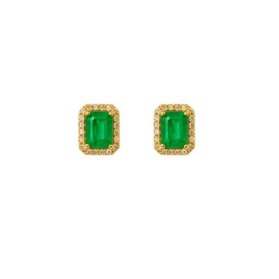 Aretes de Esmeralda con Diamantes en Oro Amarillo 18K.