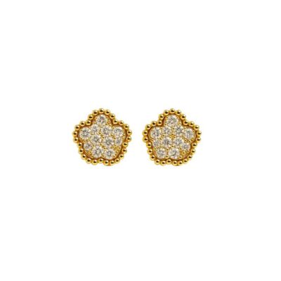 Aretes Trébol con Diamantes en Oro Amarillo 18K.