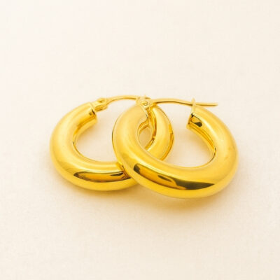 Argollas de oro inflada en Oro Amarillo 18K.